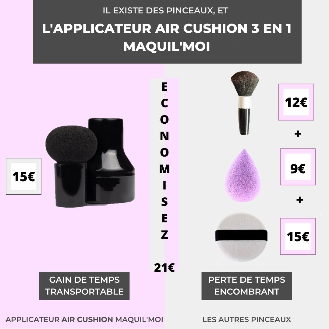 KIT 3 APPLICATEURS AIR CUSHION TRICOLORE - 2 +1 OFFERT